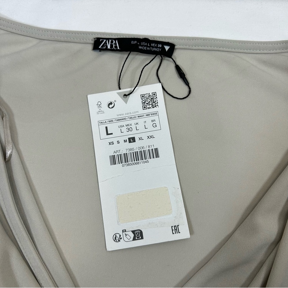 Zara Stretch Ivory Sleeveless Drape Casual Stylish Top L - Picture 14 of 16